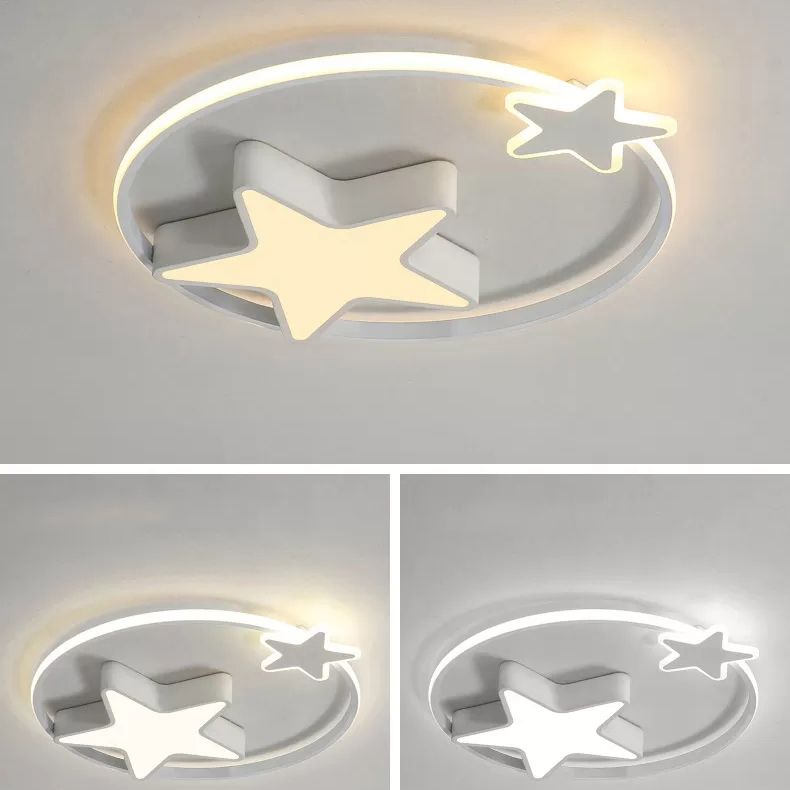 Minimalist Star Ceiling Flush Light Metal Childrens Bedroom LED Flush Mount in Fernbedienung Stepless Dimming