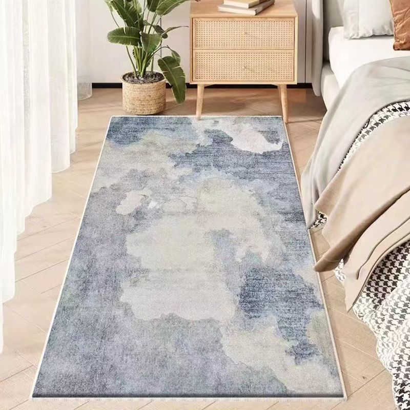 Gray Casual Rug Polyester Feather Rug Stain Resistant Rug for Drawing Room