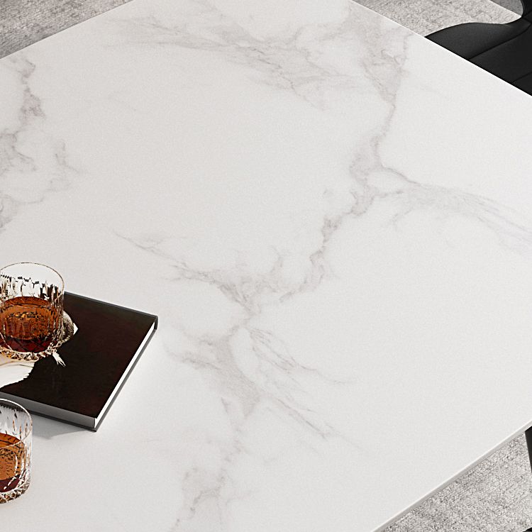 White Dining Table Set 1/2/5/7 Pcs Rectangle Dining Table with Wingback Chairs