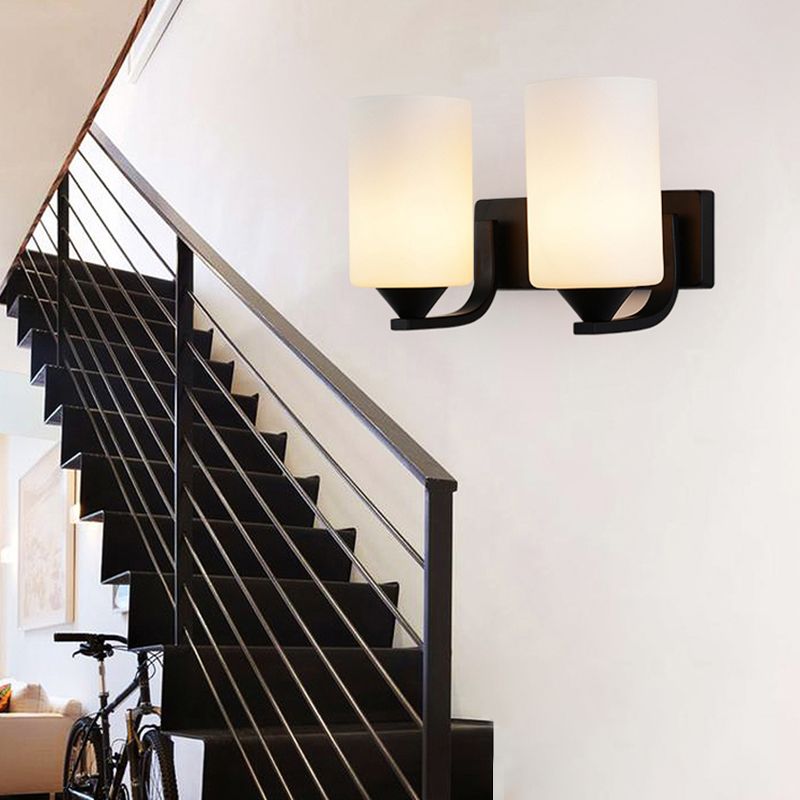Luz de montaje en la pared de la pared de la pared de lámpara de pared simple con sombra de vidrio de cilindro