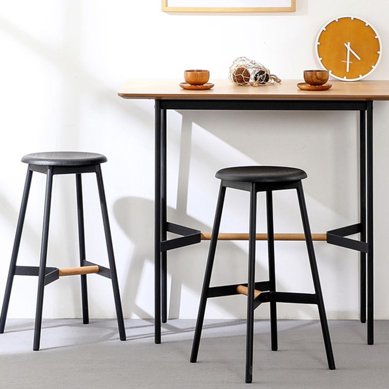 Contemporary Round Backless Armless Bar Stools with Metal Legs