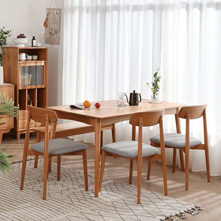Mesa de comedor de 4 patas de estilo moderno, colección de comedor de madera maciza para interiores