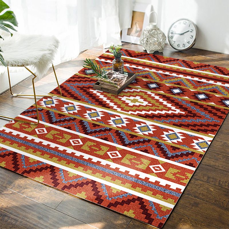 Bohemian Tribal Totem Rug Multicolor Polyester Carpet Stain Resistant Area Rug for Living Room