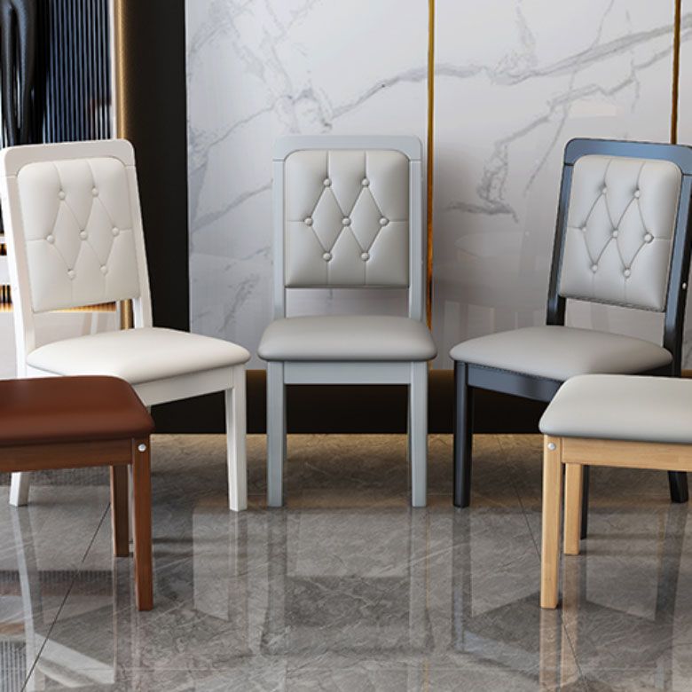Modern Tufted Dining Chair Open Back Armless Chair for Dining Room
