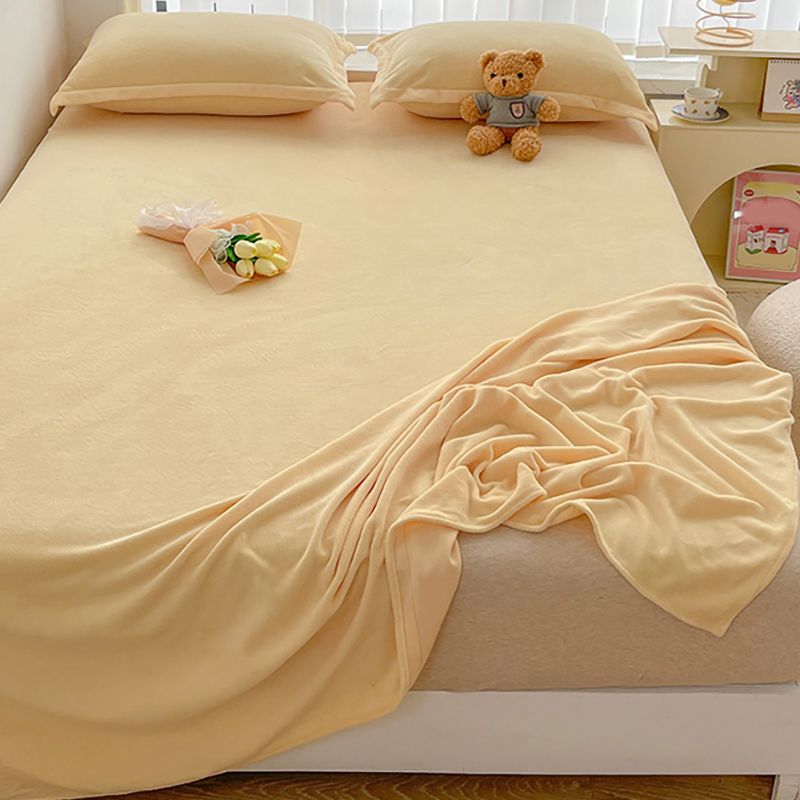 Solid Color Bed Sheet Set 100 Cotton Flannel Ultra Soft Bed Sheet Set