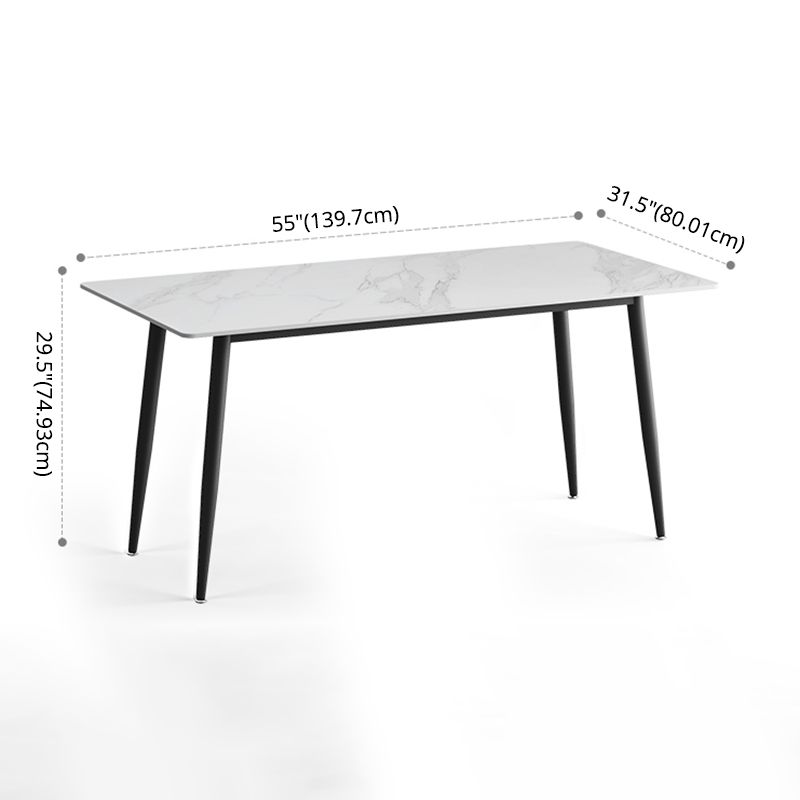 Modern Style Sintered Stone Dining Table Rectangular Dining Table with Metal Base