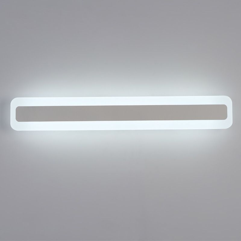 Ultrathin Bar Shaped Flush Wall Sconce Minimalist Acrylic White LED Vanity Light Fixture
