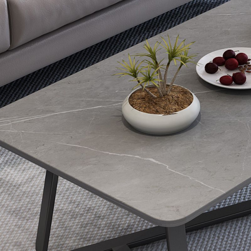 Slate Rectangle Coffee Table Abstract Base Type Single Cocktail Table