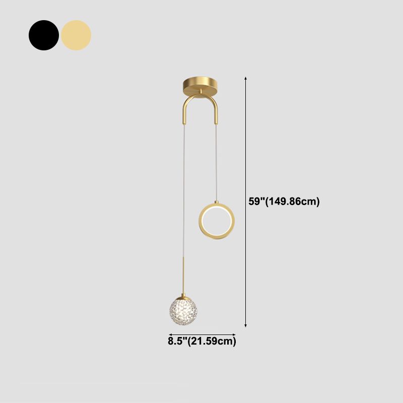 Spherical Shape Metal Hanging Lamps Modern Style 2 Light Pendant Lights