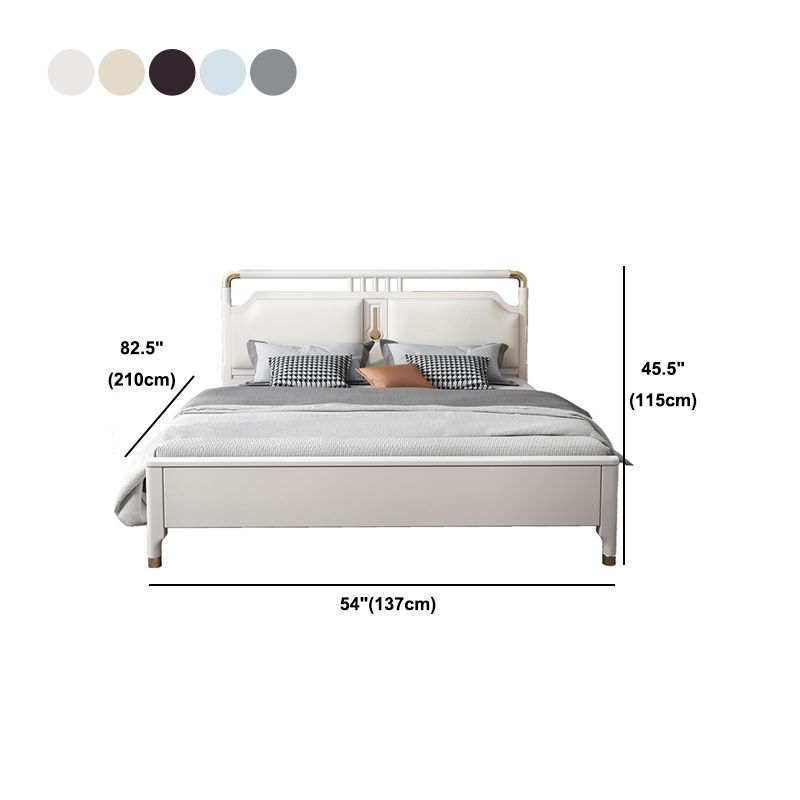 Glam Rubberwood Open-Frame Bed 45.28-Inch H White Bed Frame with Headboard