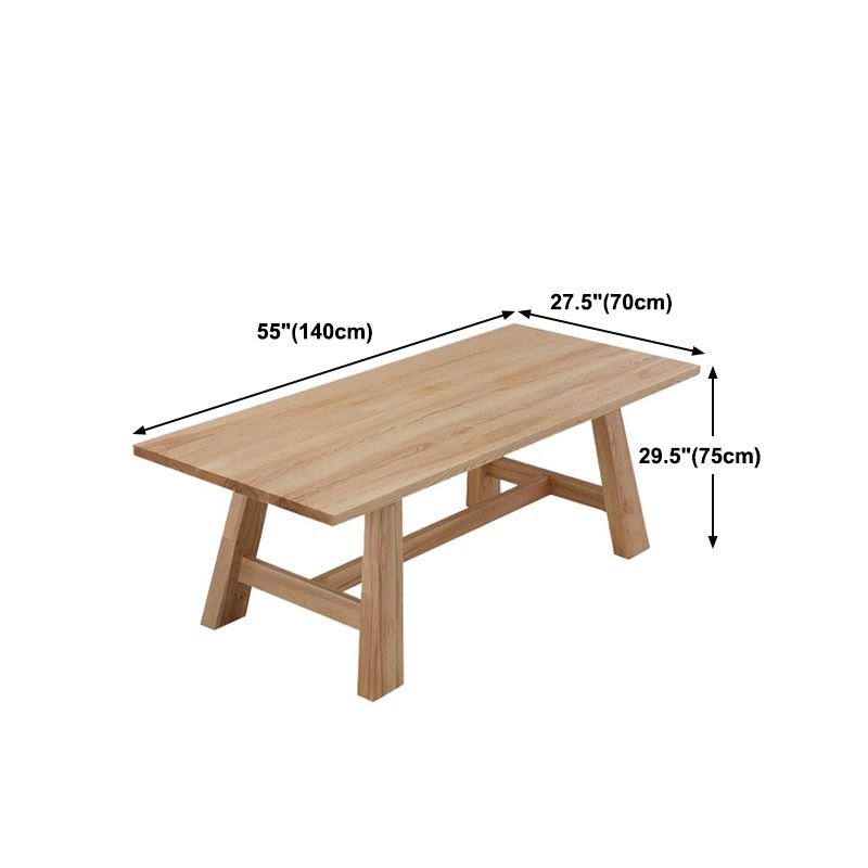 Solid Wood Dining Table Rectangle Dining Table with Trestle Base