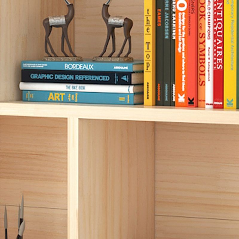 Mid-Century Modern Natural Bookcase Wooden Standard Bookshelf with Closed Back