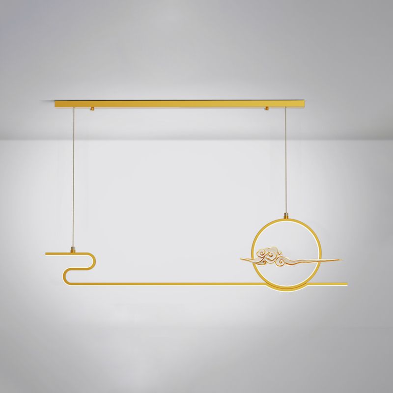 Contemporary Linear Pendant Lighting Fixtures Metal 2 Light Island Light Fixtures