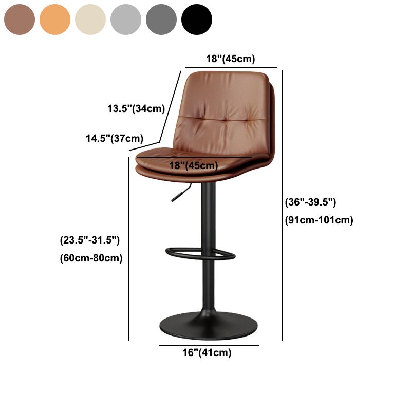 Contemporary PU Leather Counter Stool Turntable Fabric Cushion in Matte Finish
