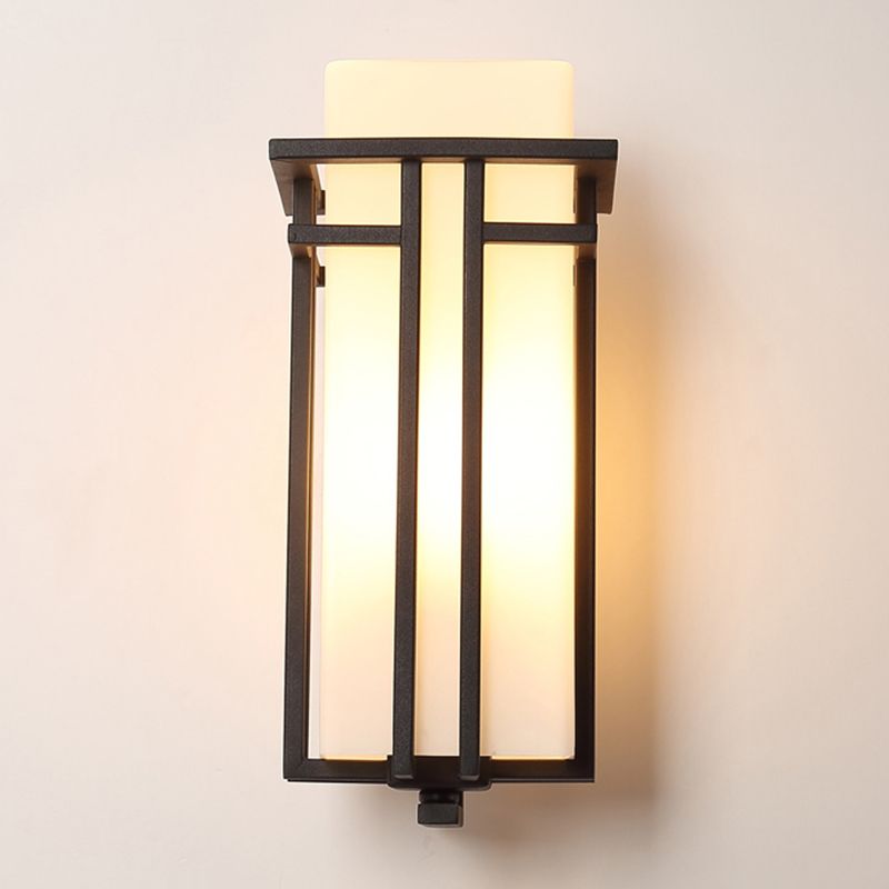 Luz de pared de vidrio de forma cuadrada estilo moderno 1 lámpara de montaje de pared ligera en negro
