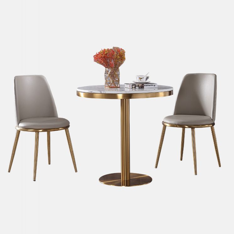 Metal Traditional Luxury Round Dining Table Marble Indoor Table with Pedestal Base