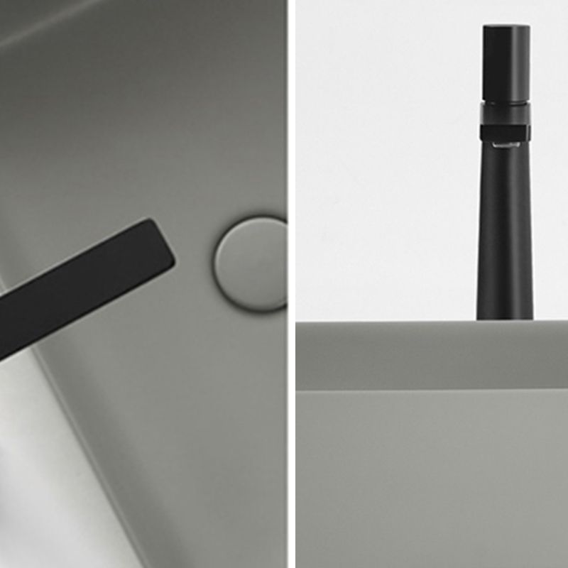 Contemporary Bathroom Sink Rectangular Porcelain Vessel Lavatory Sink with Pop-Up Drain