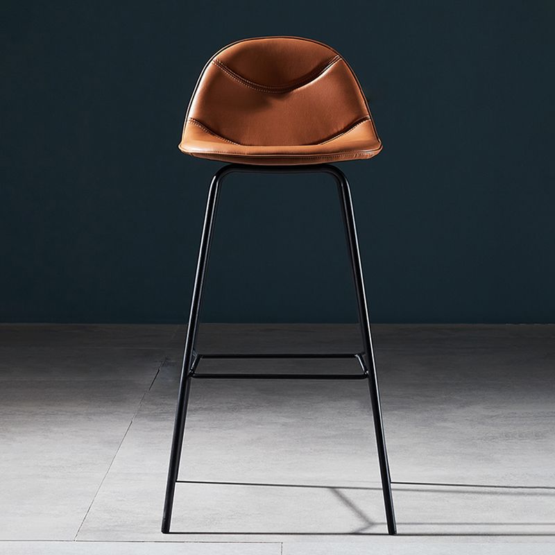 Low Back Bar & Counter Stool Bucket Industrial Quilted Leather Counter Stool