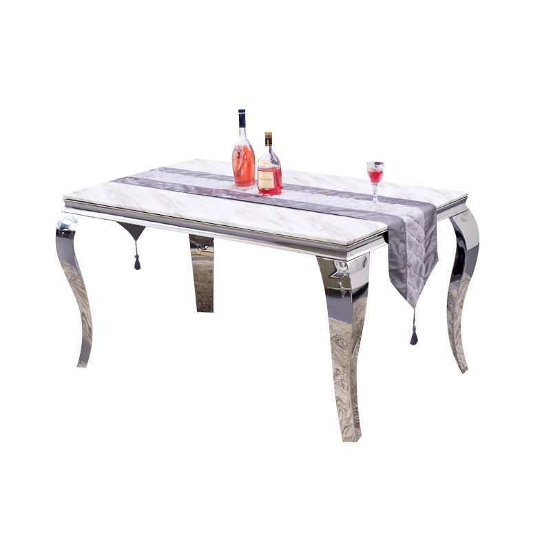 Rectangle Mid-Century Dining Table Four-Color Fixed Table for Dining Room
