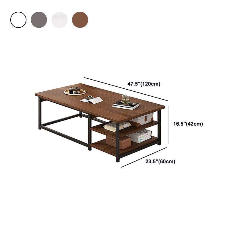 Coffee Table with Rectangular Black/gold Metal Base on 4 Legs Base
