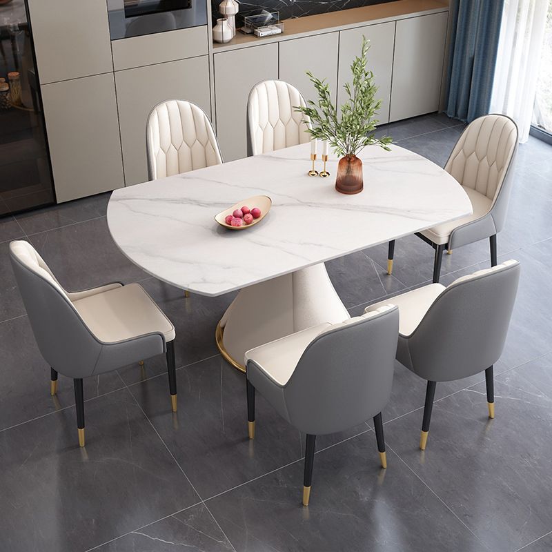 Modern Pedestal Round Dining Table Stone Table for Dining Room Kitchen