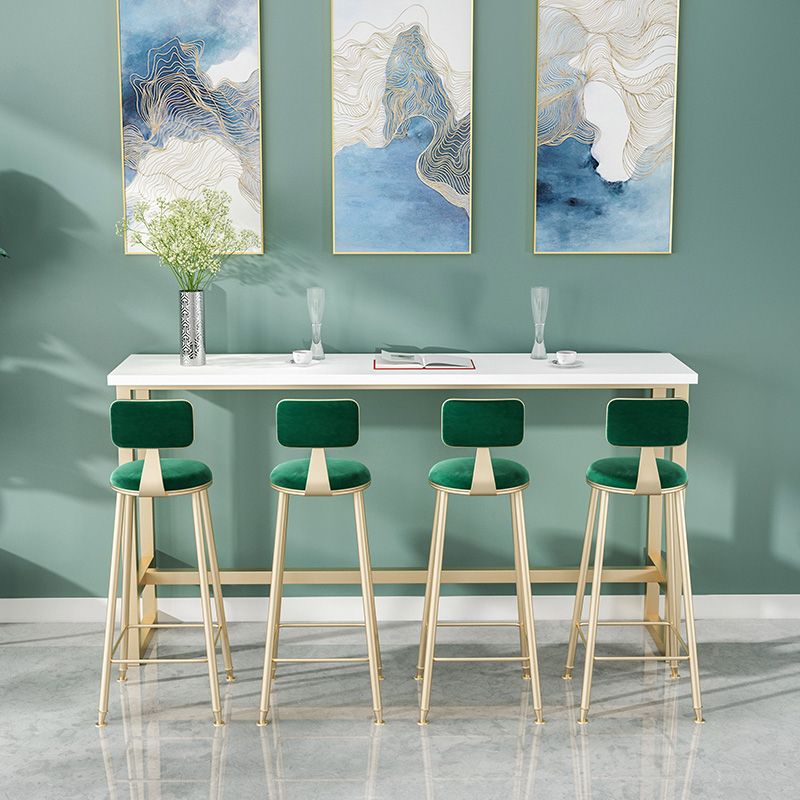 1/2/5 Pieces Modern Iron Bar Table Set Rectangle Engineered Wood Bistro Set with Footrest