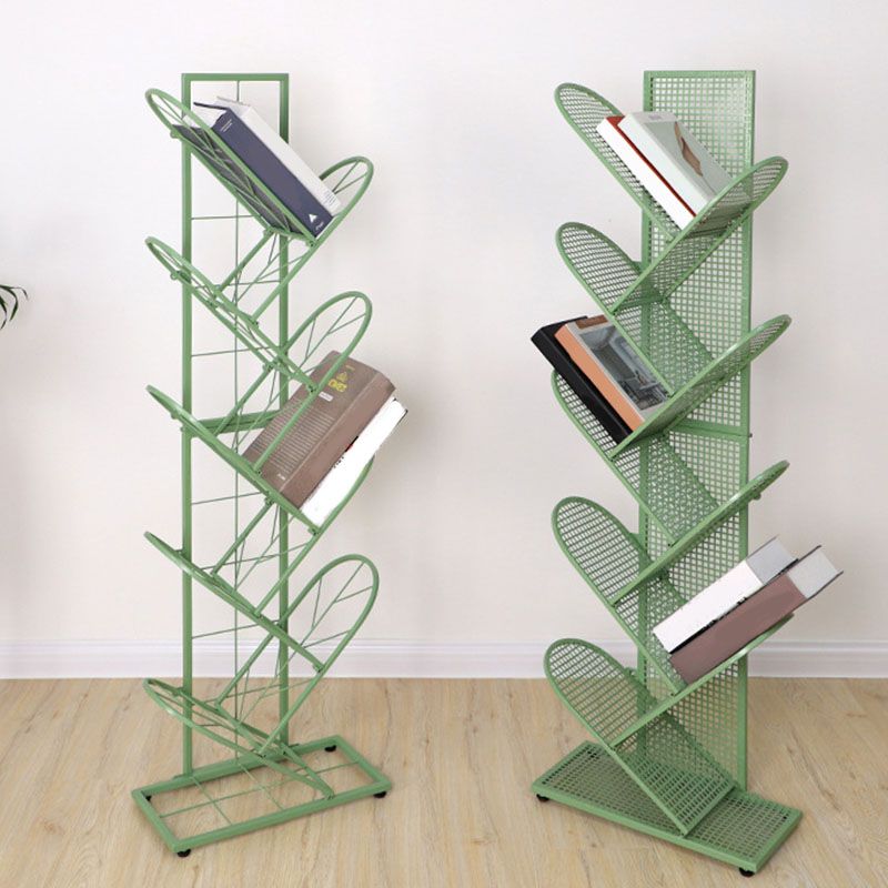 Modern Metal Bookcase Geometric Closed Back Bookshelf in Burnish