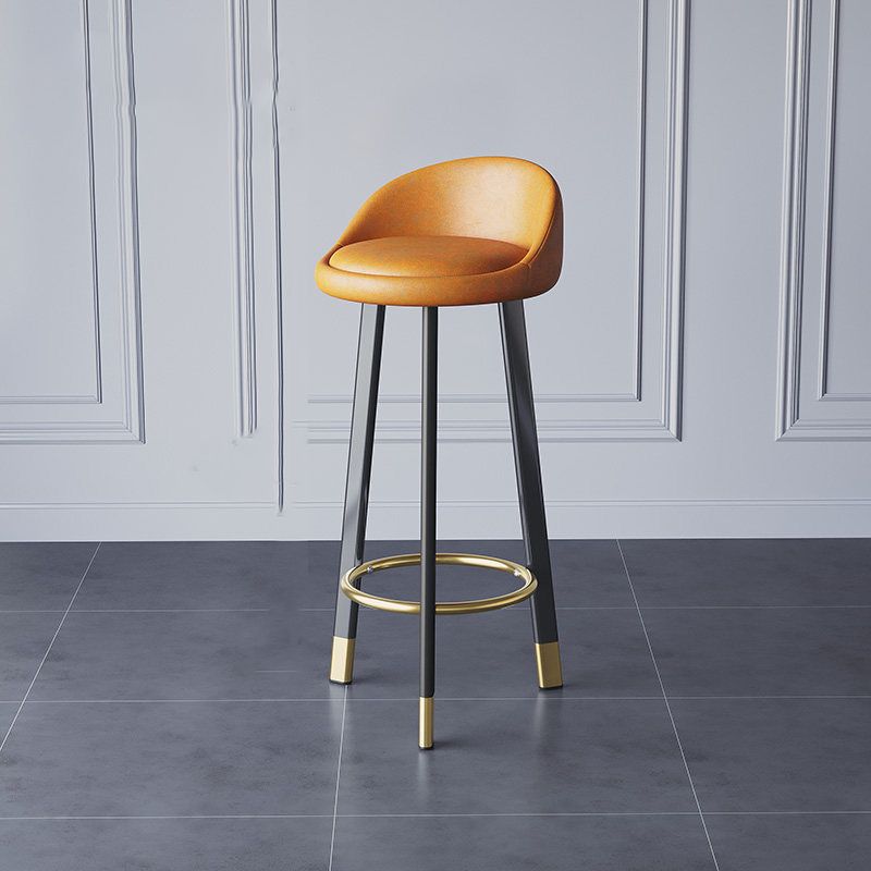 Glam Metal Barstool Fabric Counter Stool in Matte Finish for Home