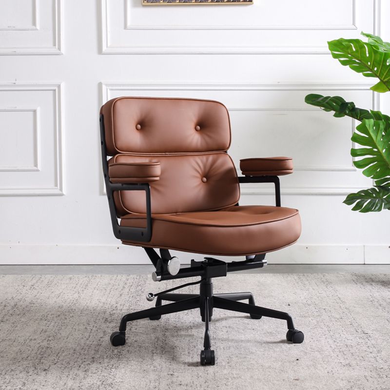 Modern Ergonomic Chair Height-adjustable Leather Fixed Arms Managers Chair