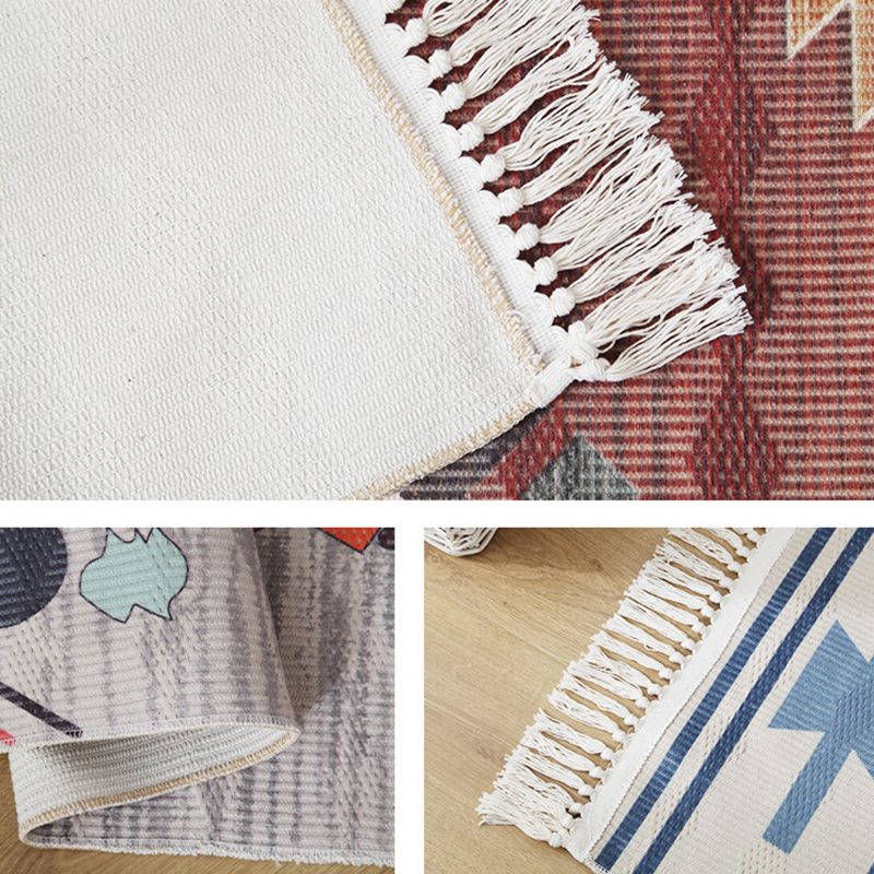 Stijlvolle boho chic tapijt multicolor geometrisch vloerkleed machine wassen tassel-getrimde tapijt voor huis