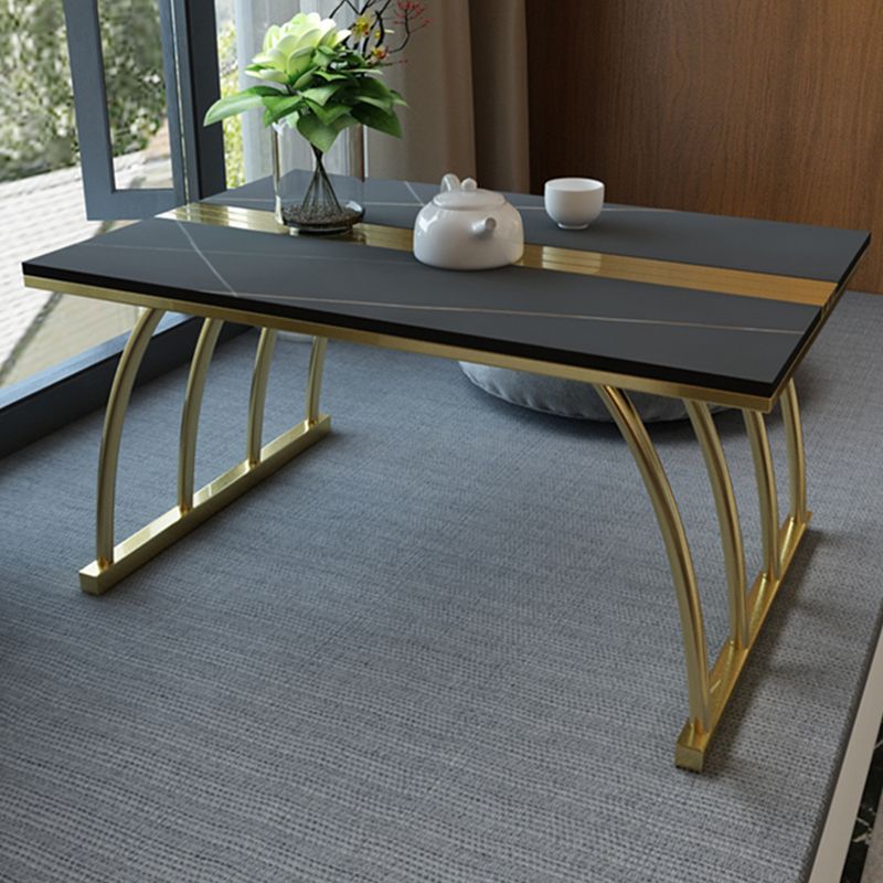 Glam 11.8" H Rectangle Slate Coffee Table Steel Sled Cocktail Table