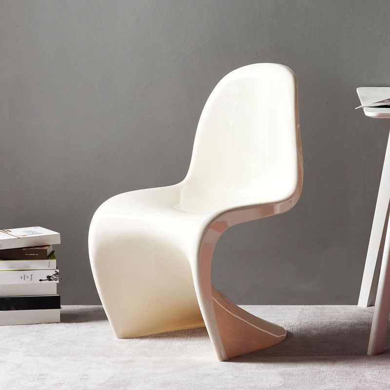 Contemporary Style Plastic Dining Armless Chair Stacking Solid Back Dining Chair