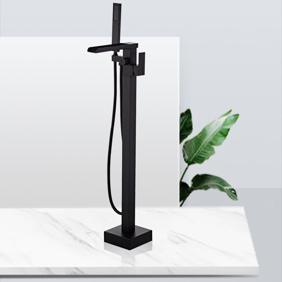 Floor Mounted Waterfall Freestanding Tub Filler Single Handle Freestanding Tub Filler Trim