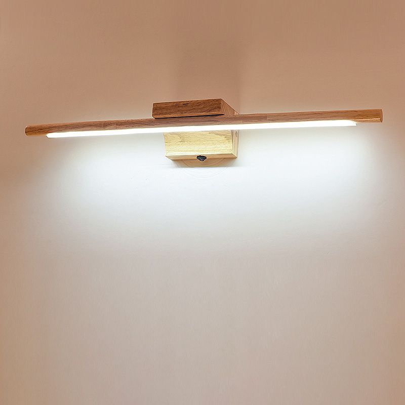 Slim Wood Vanity Sconce lampe moderniste LED BEIGE MUR MUR MURD LIGHT ANSE BLANC / LUMIÈRE CHAUD
