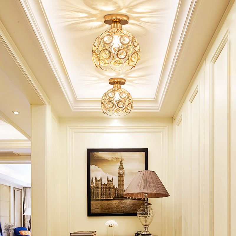 Nordic Crystal Ceiling Light Simple Flush Mount Light Fixture for Bedroom
