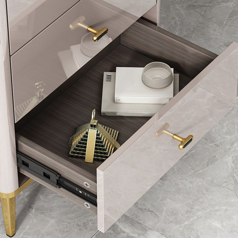 Glam Stone Bedroom Storage Chest White / Grey Vertical Chest with Drawers