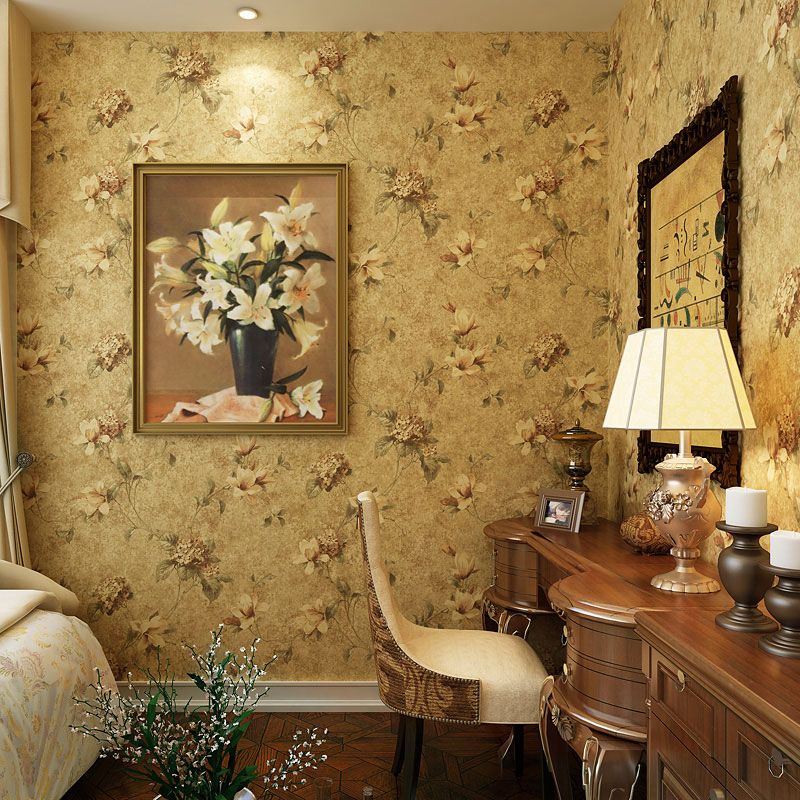 33' x 20.5" Blossoms Wallpaper Roll for Bedroom Leaves Wall Decor in Soft Color, Water-Resistant