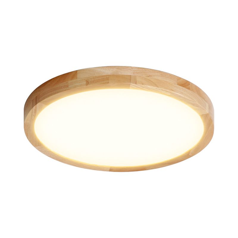 15"/19"/23,5" W LED salon plafond verzonken modernistische beige inbouwlamp met cirkelvormige houten kap
