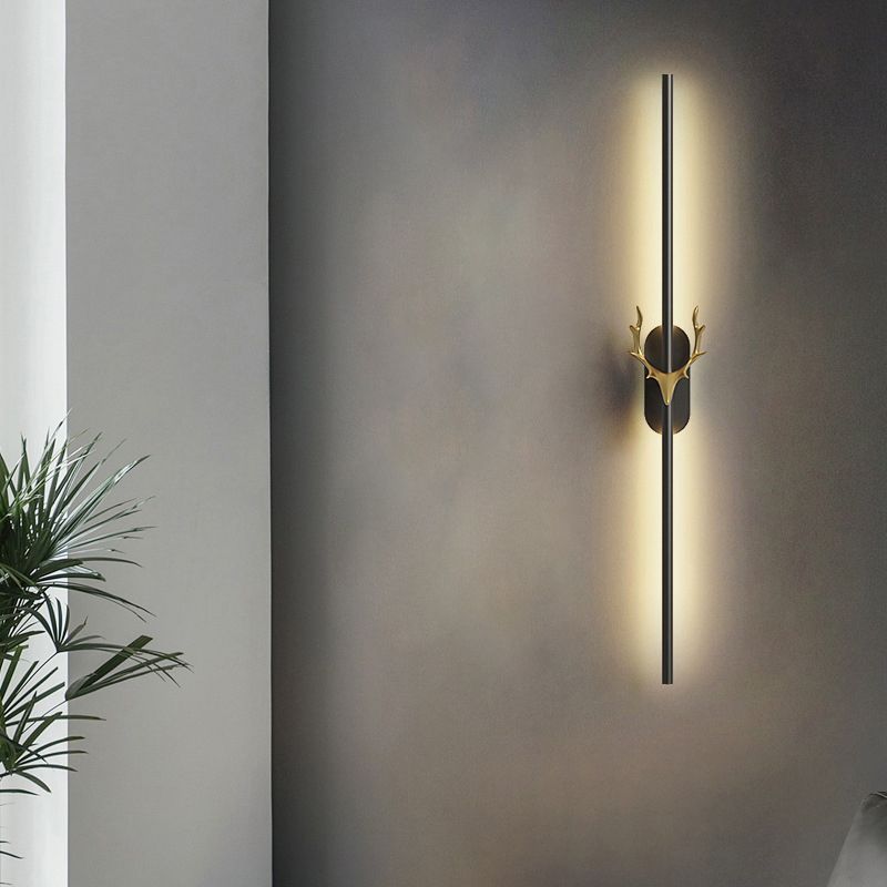 1-licht lineaire schaduwmuur SCONCE Moderne eenvoudige stijl wandverlichting in zwart