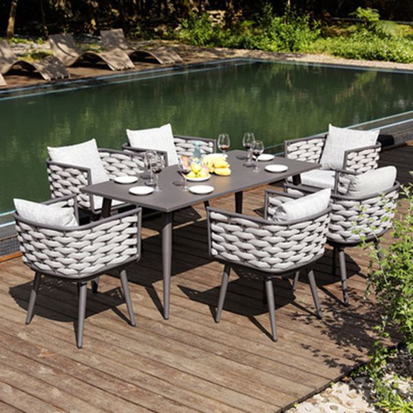 1/5/7 Pieces Modern Metal Dining Set Stone Dining Table Set for Outdoor