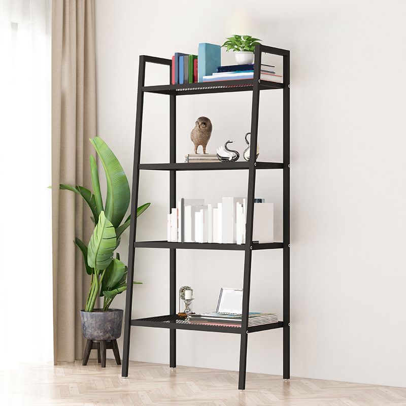 Contemporary Metal Bookshelf Ladder Shelf Bookcase for Study Room