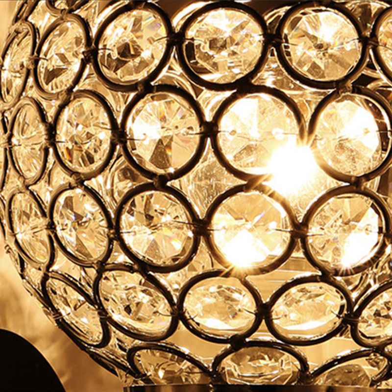 Silver Globe Wall Mounted Light Modern 2-Head Crystal Wall Sconce for Living Room