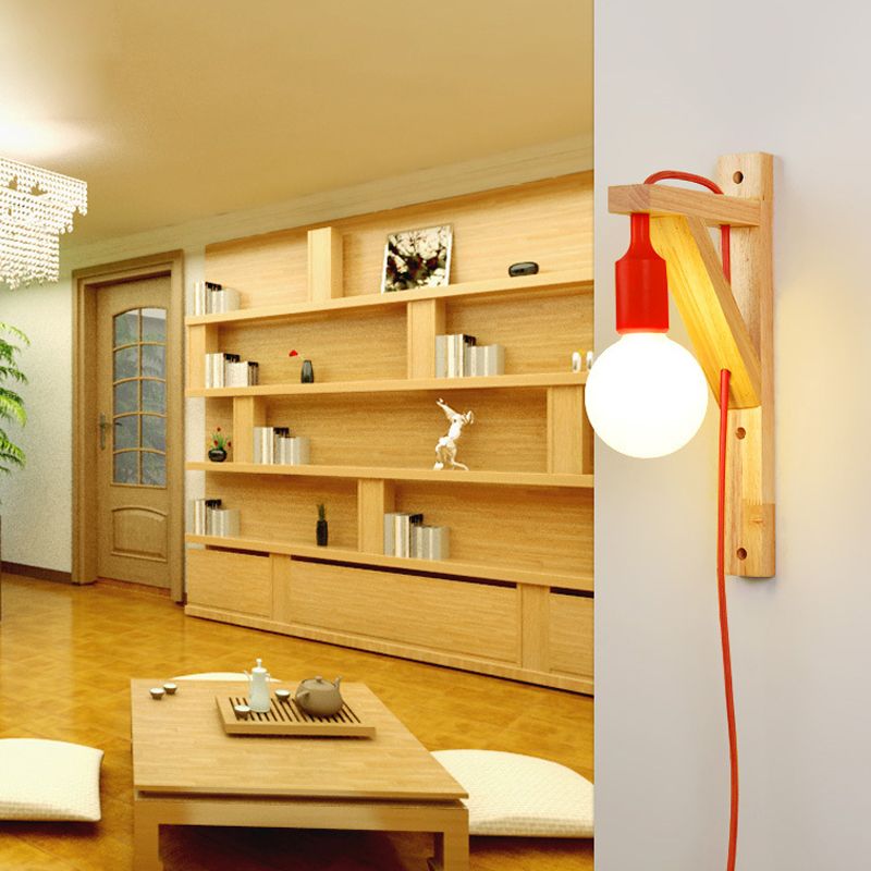 Modern Wall Light Fixture Wood 1 Light Wall Mounted Lighting for Living Room