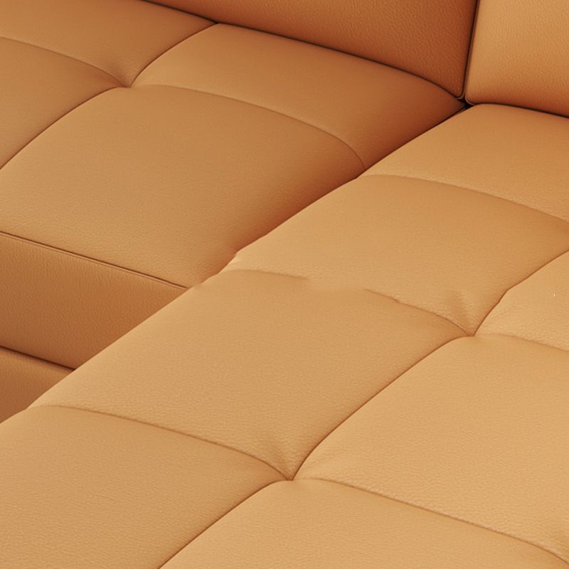 Modern Style Leather Sofa with Bolster Pillows Seating for Living Room