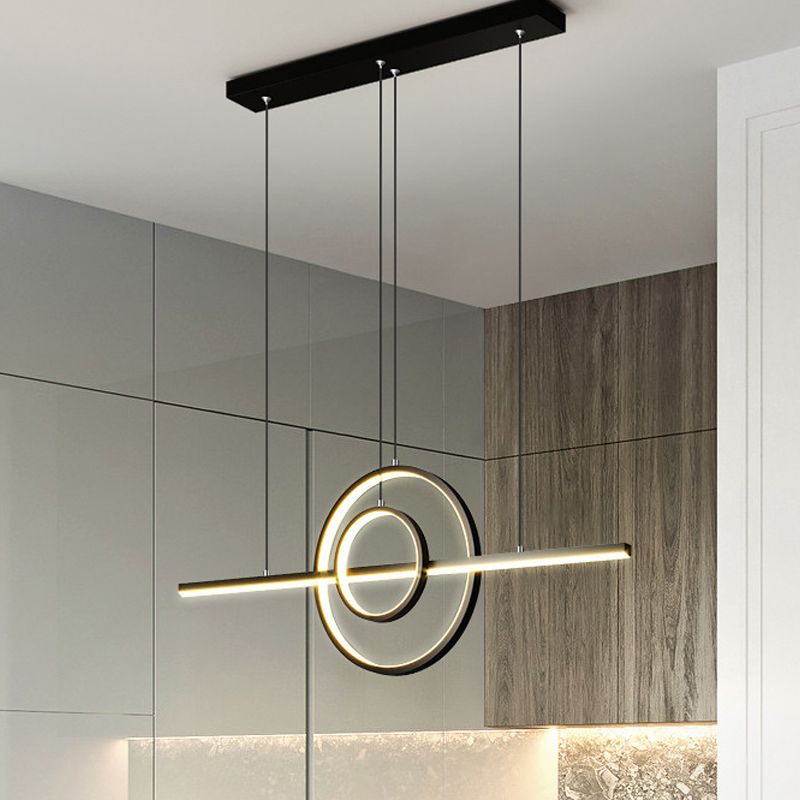 3-Lights Geometric Island Light Modern Metal LED Island Pendant for Living Room