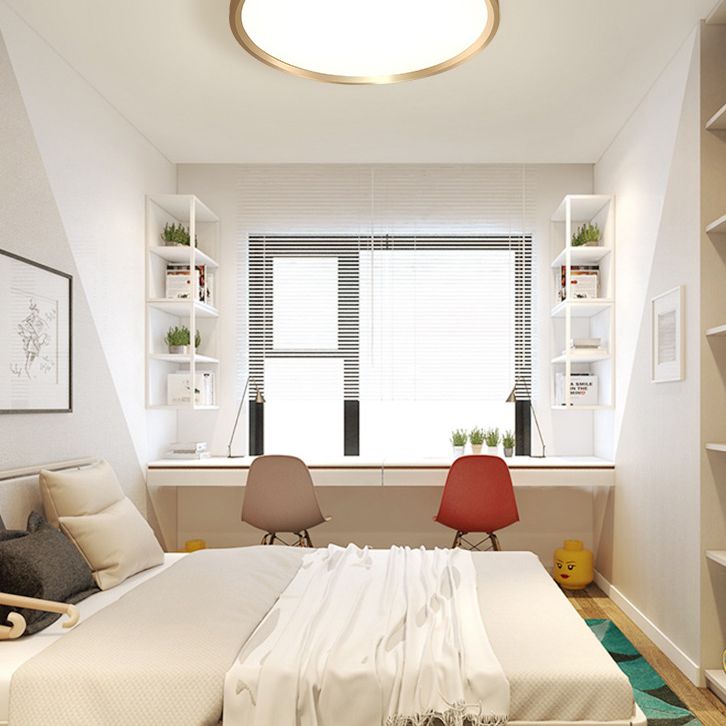 LED Bedroom Flush Ceiling Light Fixture Modern Gold Flush Ceiling Light with Circle Metal Shade