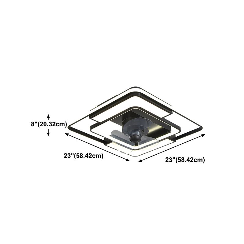 Lámpara de ventilador LED geométrico moderno de 360 grados de semi flush de montaje de montaje con rubor