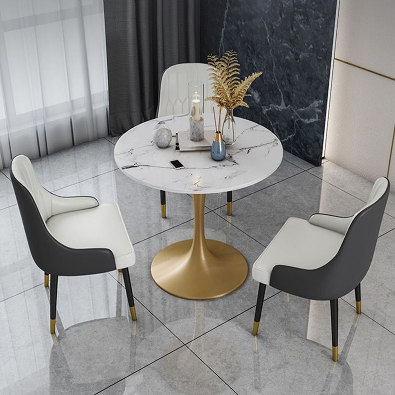 Glam Sintered Stone Dining Table Set Round 1/2/4/5 Pieces Dining Set for Home Use