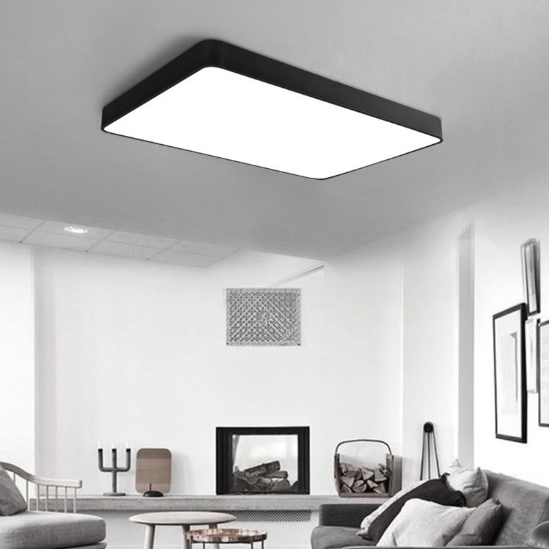 Montaje empotrado LED para dormitorio con pantalla de metal rectangular Luz de montaje empotrado simple en blanco/negro para oficina