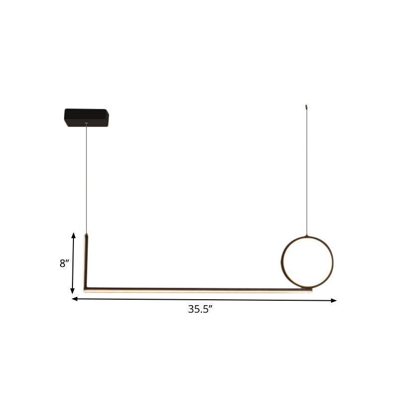 Lampe de suspension de plafond linéaire minimal Métallique noir / blanc LED île Lumière en lumière chaude / blanche